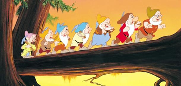 The seven faithful dwarf-planets all follow each other in a long line behind Snow White Selene Moon, as they orbit the Earth.