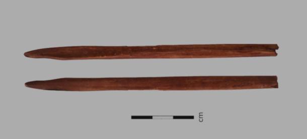 The sharpened kangaroo bone with ochre on the tip found in 2014