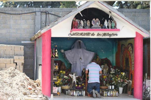 A shrine dedicated to Santa Muerte 