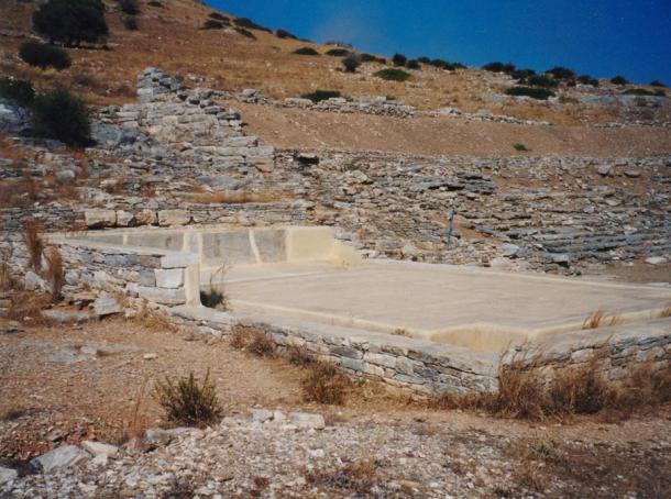 Remains of the silver processing facilities at Thorikos remain.  In this facility, workers separated the lead from the silver.