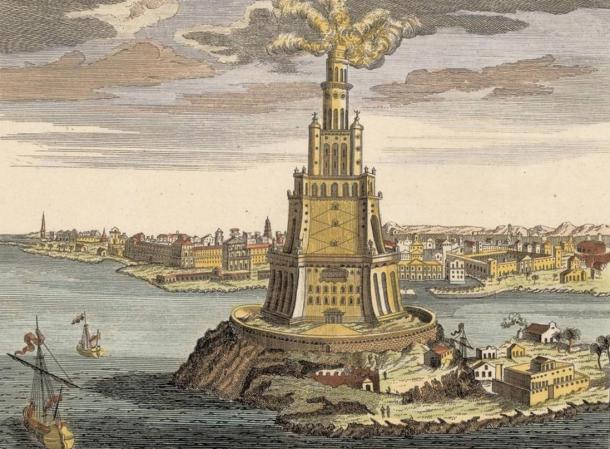 17th century sketch of the Pharos of Alexandria 