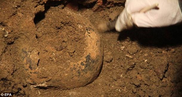 The skull and remains exhumed from beneath a convent in Florence thought to be Lisa Gherardini, who posed for Leonardo da Vinci. 