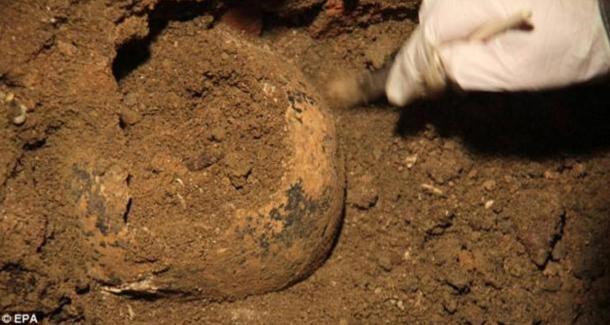 The skull and remains exhumed from beneath a convent in Florence thought to be Lisa Gherardini, who posed for Leonardo da Vinci.