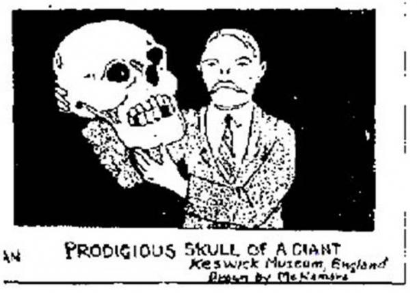 Cráneo gigante del Museo de Keswick que podría ser el cráneo del Gigante Cor. (Autor proporcionado)