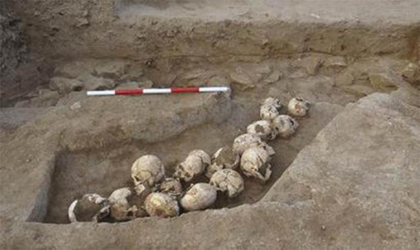 Un hoyo de cráneos desenterrado en Shimao. (Zhouyong Sun et al. 2017)