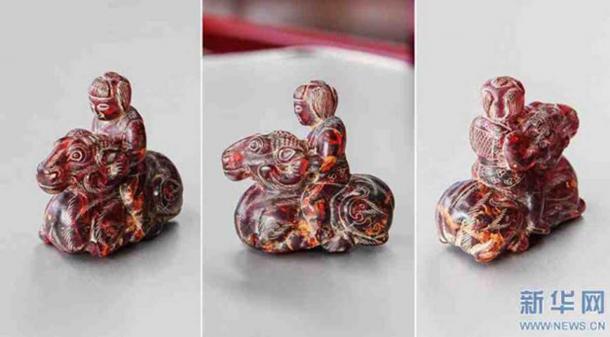 A small sculpture found within the newly-discovered tomb 