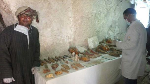 A small selection of the artifacts found in the tomb. 