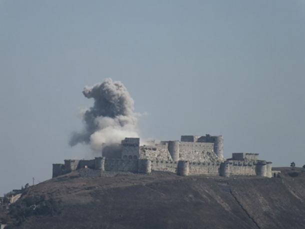 Smoke coming from the castle in 2013.