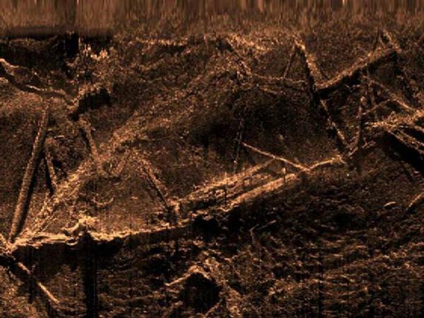 This sonar image created by SEARCH Inc. shows the remains of the Clotilda, the last known U.S. ship involved in the trans-Atlantic slave trade.  Source: SEARCH Inc. / AHC