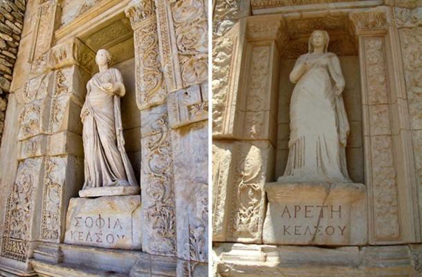 Left: Statue of Sophia Right: Statue of Arete 