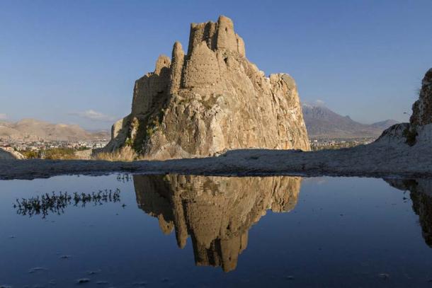 The spectacular ancient castle of Van in Turkey, known also as Tushba Castle or the Fortress of Van, was built by the Urartians. It is known as the largest mountaintop fortress anywhere in the world. (MehmetOZB / Adobe Stock)