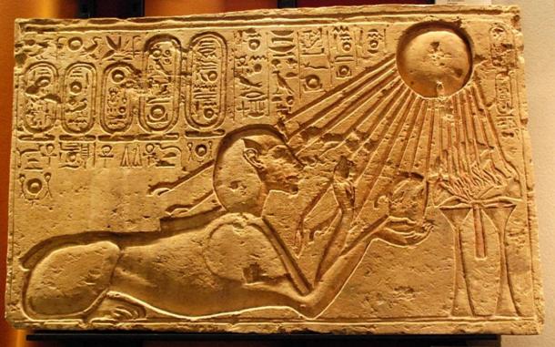 Akhenaten depicted as a sphinx at Amarna.