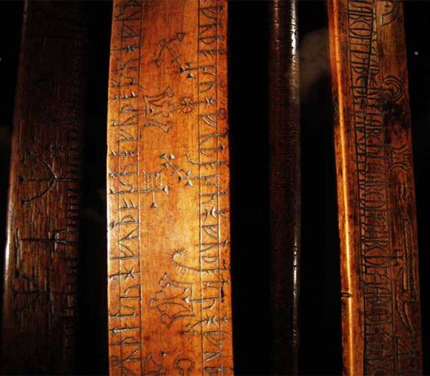 Rune staffs at the Museum of History in Lund, Sweden. (Hedning / CC BY-SA 3.0)