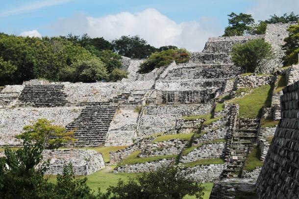 View of the steps at Xochicalco