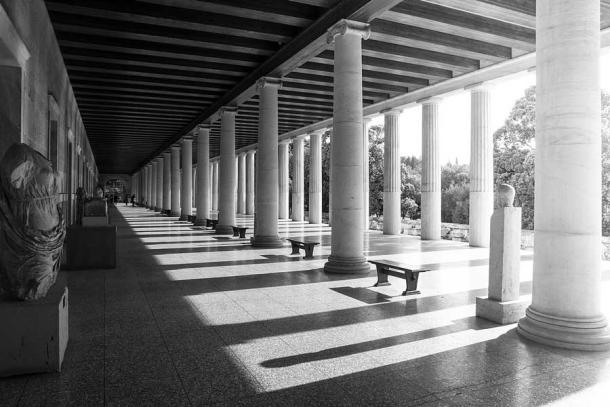 The Stoa of Attalos portico at sunset. (Georgios Liakopoulos / CC BY-SA 3.0)