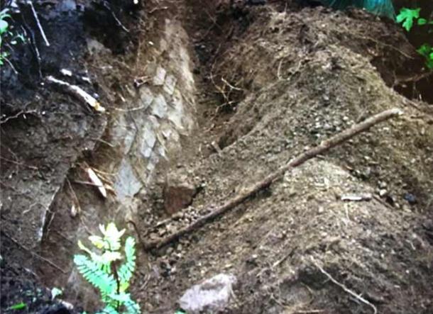 Example of stonework found under the surface of Teoton. (Mystery of the Mountain / Groberg Films)