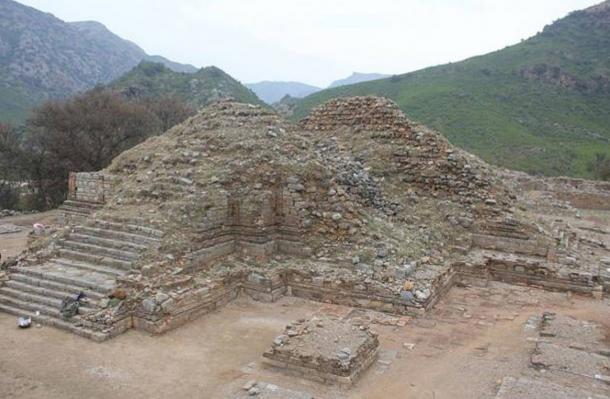The stupa monument at Bhamala. Stupas are mounded spiritual sites, usually containing Buddhist relics.