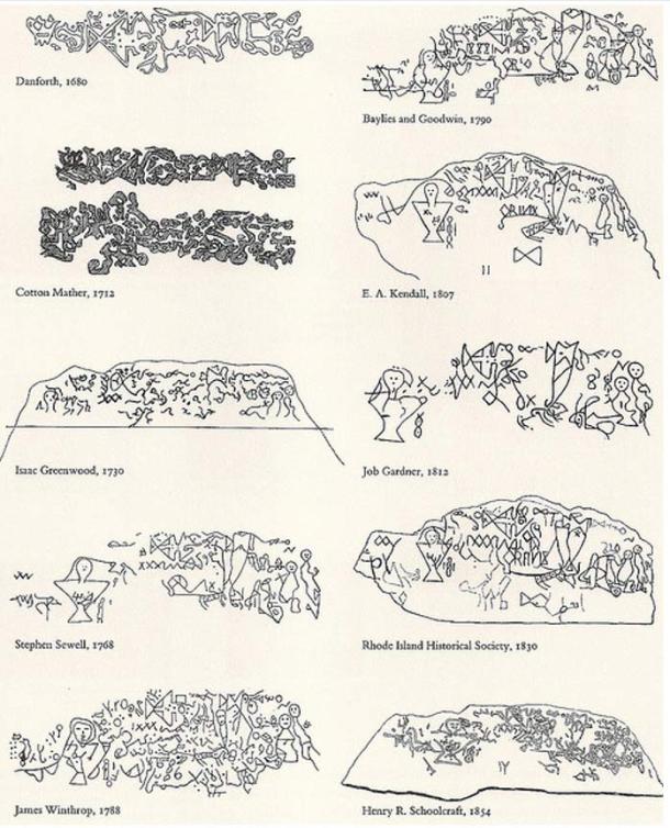 A summary of some of the interpretations of the Dighton Rock petroglyphs.