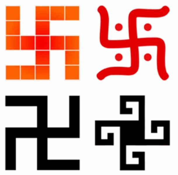 A swastika is a symbol found in many cultures, with different meanings, drawn in different styles. (Mennas Dosbin / CC BY-SA 4.0)