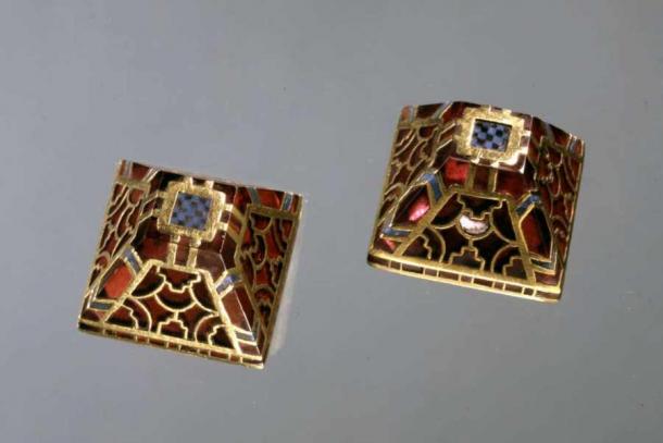 Stunning sword harness pyramids from the Sutton Hoo hoard.