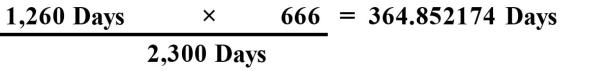When 1,260 days was multiplied by 666 and the result divided by 2,300 days the outcome was 364.852174 days. This result was just a fraction of a day short of the calendar year of 365 ¼ days.