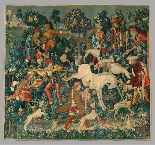 The fourth tapestry of the Unicorn Tapestries - The Unicorn Defends Itself. (The Public Domain Review / Public Domain)