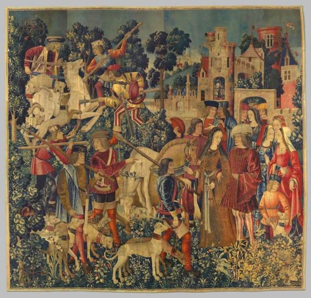 The sixth tapestry of the Unicorn Tapestries - The Unicorn is Killed and Brought to the Castle. (The Public Domain Review / Public Domain)
