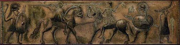 The chromolithographic bronze belt plaque of Vače, Slovenia of the Hallstatt culture. (Public  Domain)