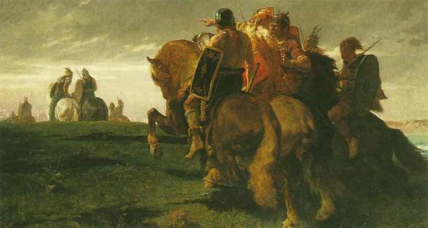 The Barbarians [referring to the Gauls] Before Rome, in a painting by Évariste Vital Luminais. (Public domain)