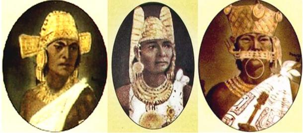 Representations of three Zipas: Saguanmachica (Public Domain), Nemequene (Public Domain), and Tisqueusa (Public Domain)