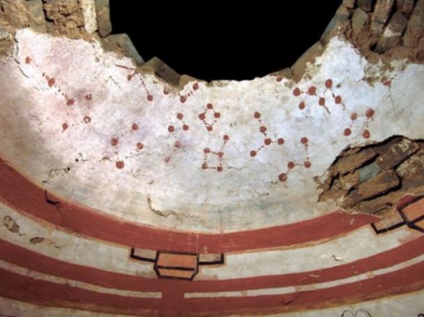 Another surprising feature of the tomb is a ceiling richly decorated with stars and constellations.