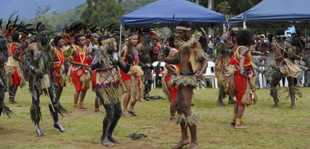 A tribal dance with members of the Jiwaka Tribe