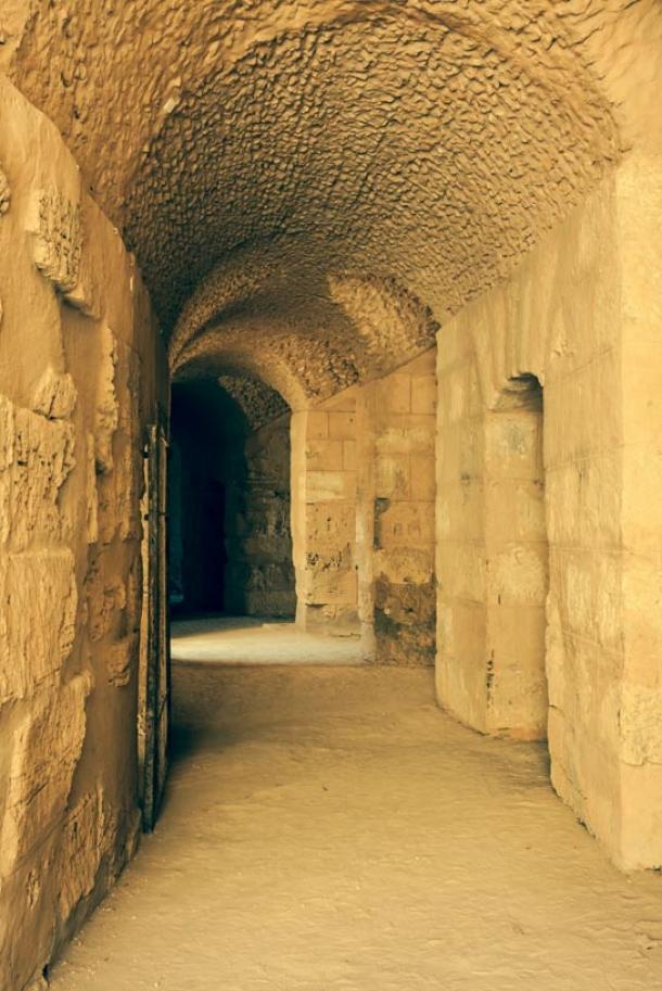 Example of a tunnel through which gladiators entered a colosseum. This one is from the largest colosseum in North Africa.