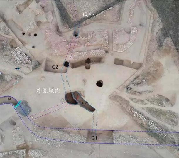 TD1 and TD2 tunnels are illustrated on the map with blue dotted lines. (Chinese Academy of Social Sciences / China Archaeology Network)
