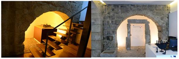 These two arches are in a recently-built museum. The arch in the right photo is underneath the one in the left photo. They are vertically built on top of one another. (Photos: Tom Hamilton)