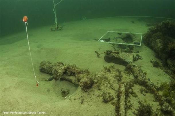 The underwater excavation site discovered in the Viveiro estuary, Spain. (Perfecto Souto / FEDAS)