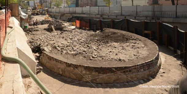 The foundations of the unearthed temple to in Mexico City.