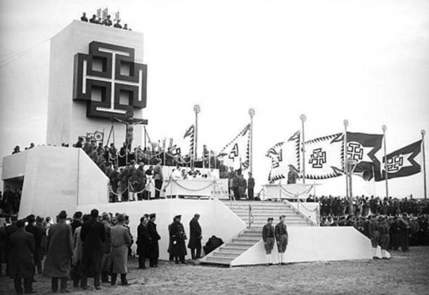 The use of the cross potent in Germany. Fatherland Front rally.