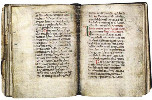 The oldest known vernacular manuscript (c. 1250) in Scanian/Danish with the Scanian Law and the Scanian Ecclesiastical Law.