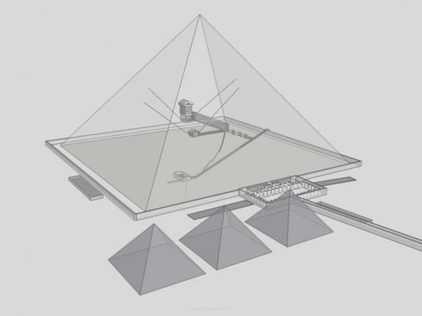 Transparent view of Khufu's pyramid from SouthEast.