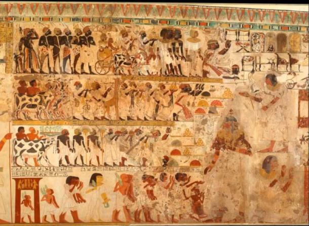A wall painting in the tomb of Amenhotep-Huy in Luxor. (Instituto de Estudios del Antiguo Egipto de Madrid)