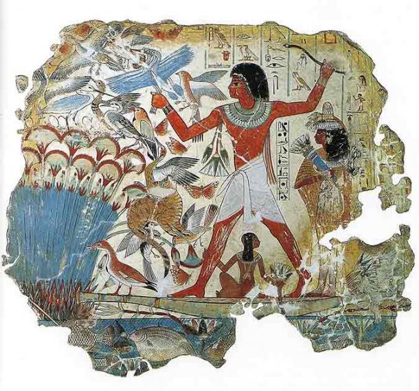 Wall painting with Egyptian blue from the 18th Dynasty tomb of Nebamun (1567 to 1320 BC). (Public domain)