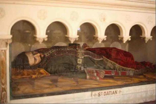 Wax effigy of St. Datian at the Church of the Most Holy Redeemer in New York. (Village Preservation Blog)