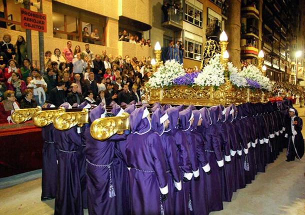 Holy week procession in Spain (public domain)