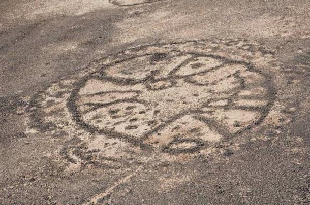 Close-up photo of one of the wheels geoglyph from the Azraq area