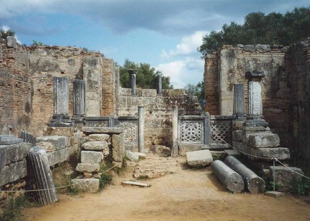 The supposed workshop of Phidias at Olympia, where it is said he fashioned the chryselephantine statue of Zeus, one of the Seven Wonders of the ancient World.