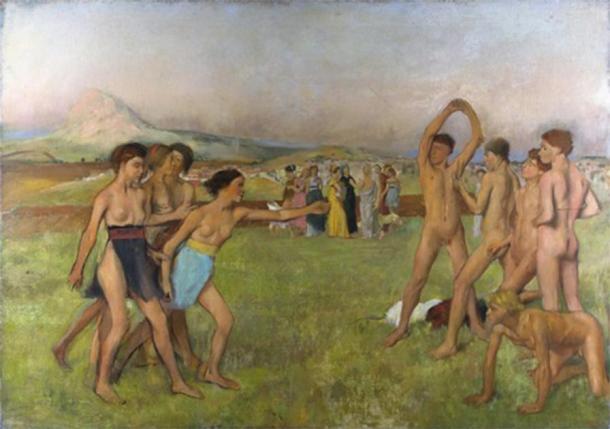 Young Spartan women and men exercise alongside each other. (Edgar Degas / Public domain)
