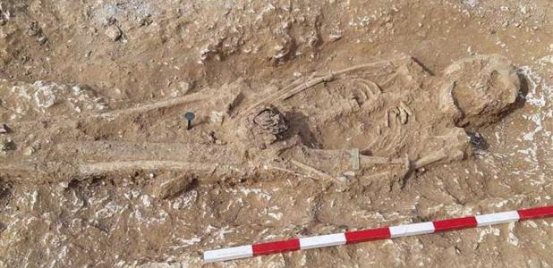 A Jute warrior buried on his back with his sword. The Deal cemetery findings in Kent, England are some of the best evidence ever found relating to English origins. Because of the Jutes, the Britons gave up the Celtic language for the more advantageous early English spoken by the Jutes.		Source: Sam Lennon / Kent Online