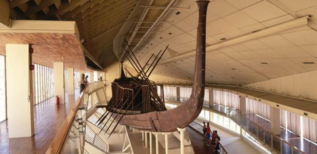 The reconstructed solar barge of Khufu.
