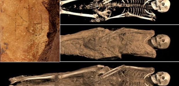 Egyptian mummies with tattoo of Archangel Michael